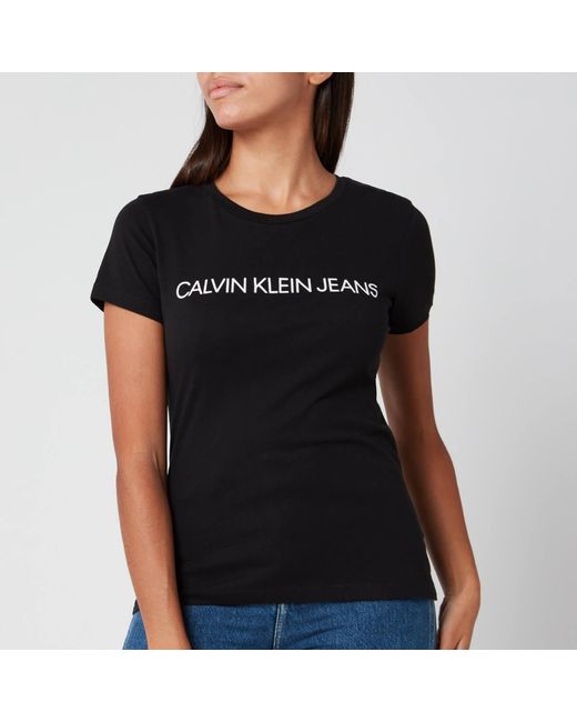 Calvin Klein Institutional Logo Slim Fit T-shirt, Text-print Pattern in  Black - Lyst
