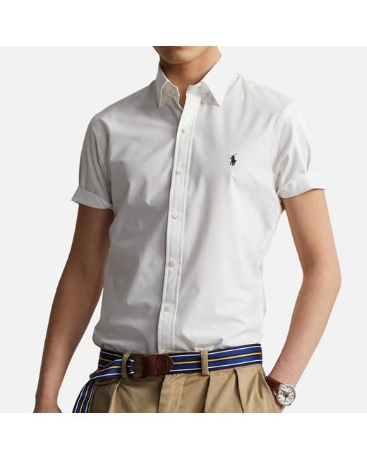 Polo Ralph Lauren Gray Slim Fit Stretch Poplin Cotton-Blend Shirt for men