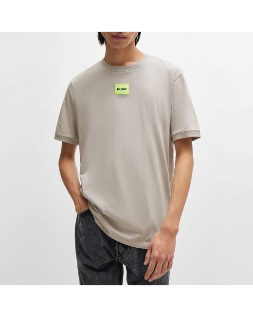 HUGO Gray Diragolino212 Cotton T-shirt for men
