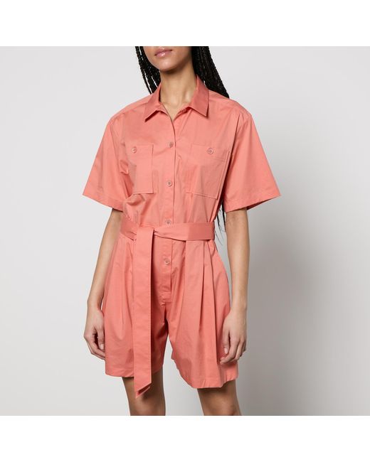 PS by Paul Smith Red Cotton-blend Poplin Playsuit
