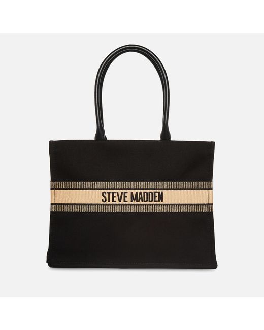 Steve Madden Black Bknox Canvas Tote Bag