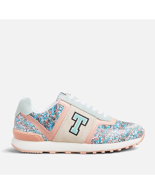 Ted Baker Blue Tynnah Running Style Floral Leather Trainers