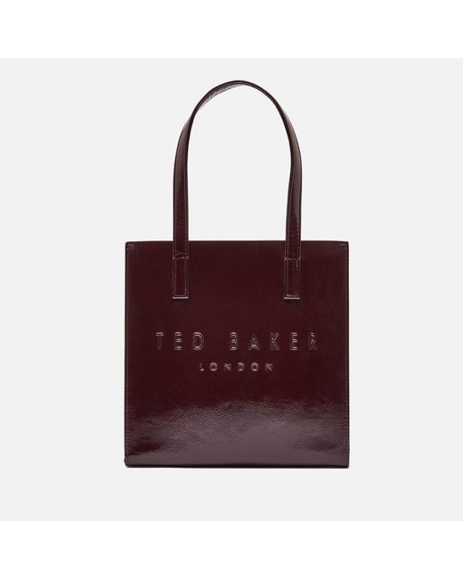 Ted Baker Red Alicon Crinkle Patent Embossed Small Icon Tote Bag