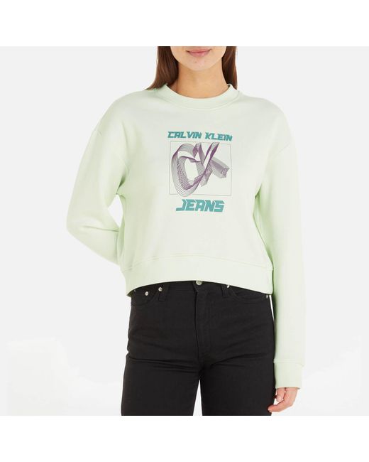 Calvin Klein Hyper Real Ck Cotton-blend Jersey Sweatshirt in Gray | Lyst