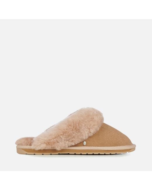 EMU Natural Jolie Suede And Shearling Slippers