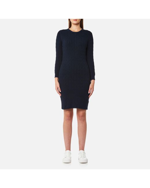 GANT Stretch Cotton Cable Dress in Blue 