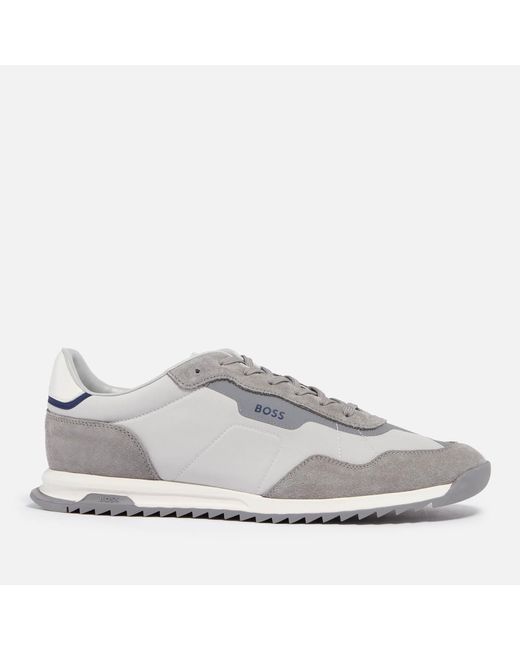 Boss BOSS Zayn Faux Suede and Shell Trainers in Gray für Herren