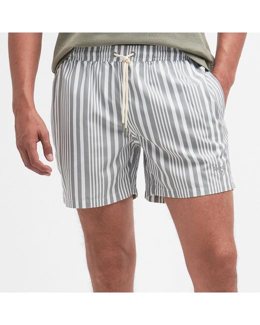 Barbour Gray Decklam Striped Shell Swim Shorts for men