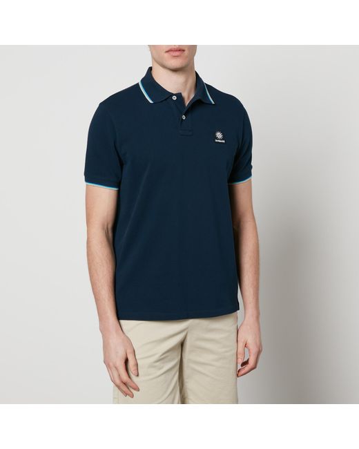 Sandbanks Blue Logo-appliquéd Cotton-piqué Tipped Polo Shirt for men