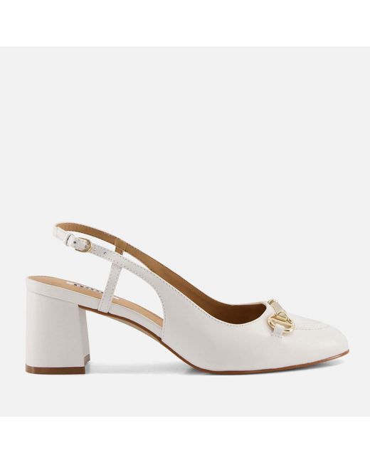 Dune Cassie Embellished Leather Heeled Pumps in White | Lyst