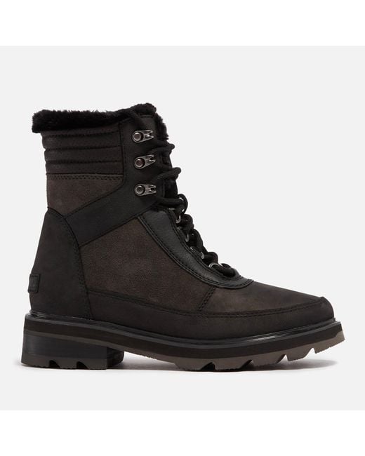 Sorel Black Lennox Waterproof Leather And Suede Boots