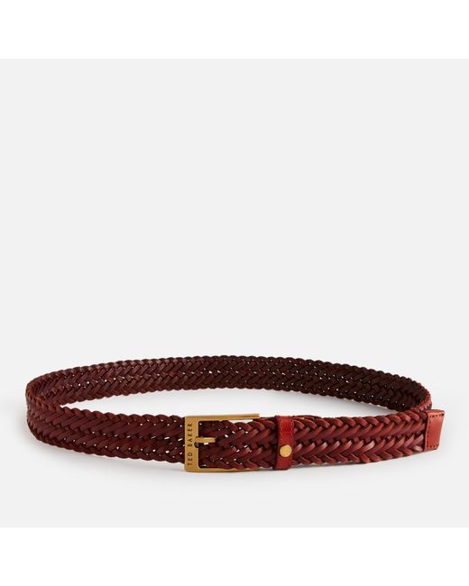 Ted Baker Red Braidie Leather Braided Belt for men