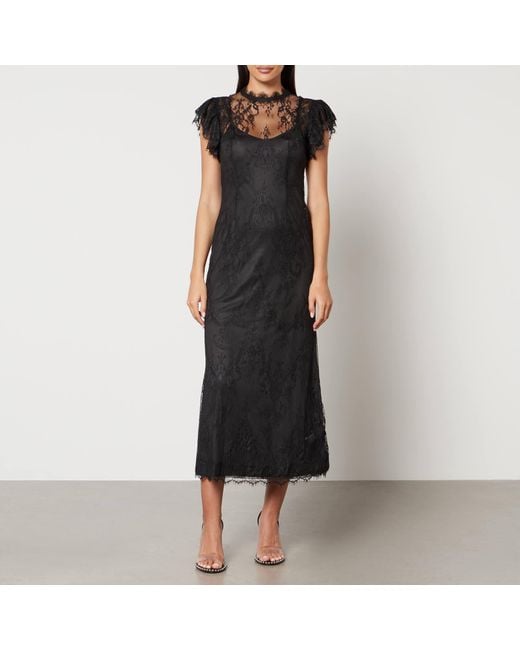 Never Fully Dressed Raven Lace Midi Dress in Black | Lyst