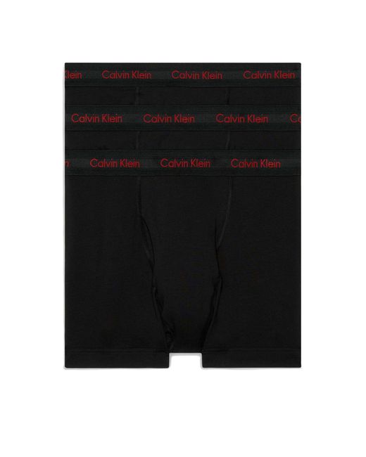 Calvin Klein Black Wicking 3-pack Stretch Cotton-blend Trunk Boxers for men