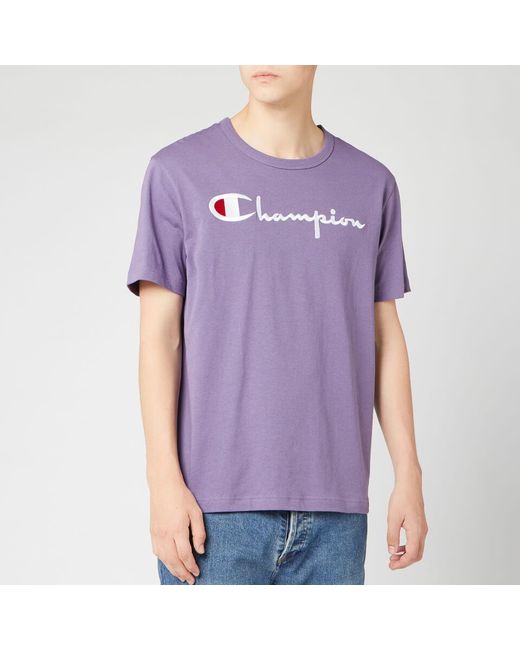 Champion Purple Big Script Crew Neck T-shirt for men