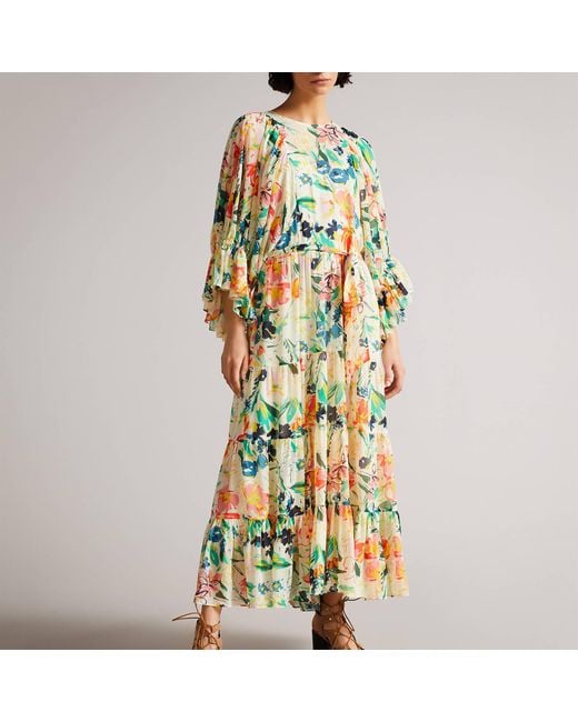 Ted Baker Multicolor Kiyrie Floral Print Chiffon Dress