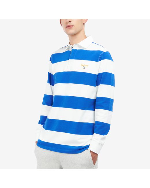 Barbour Blue Hollywell Striped Cotton Rugby Shirt for men