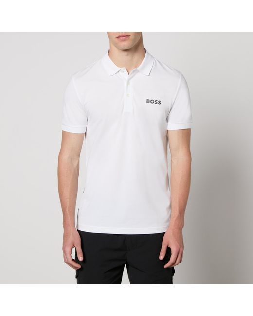 Boss White Paule Cotton-blend Piqué Polo Shirt for men