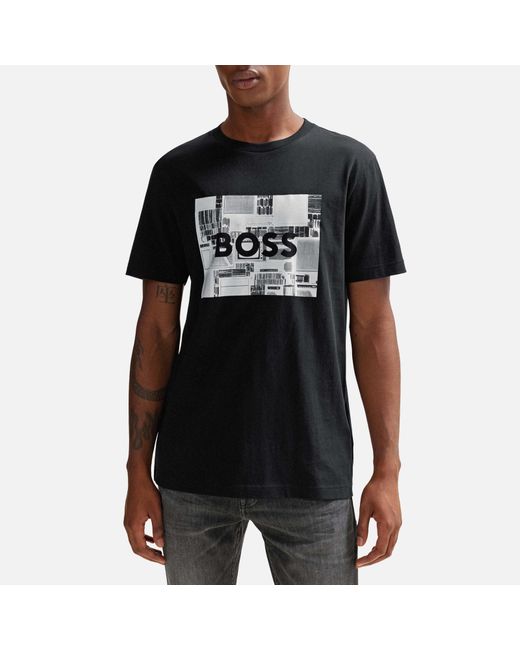 Boss Black Heavy Boss Logo-print Jersey T-shirt for men