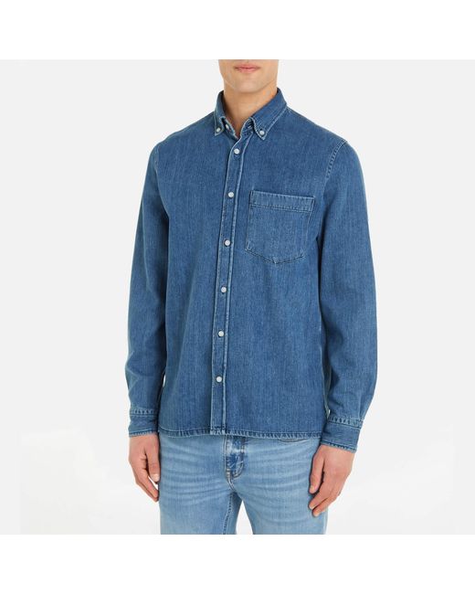 Tommy Hilfiger Blue Long Sleeve Cotton Denim Shirt for men
