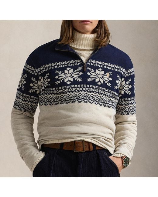 Polo Ralph Lauren Gray Fairisle Cotton-jacquard Jumper for men
