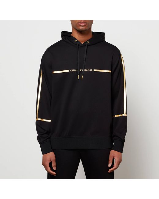 Armani Exchange Synthetic Gold Trim Pullover Hoodie in Black for Men | Lyst