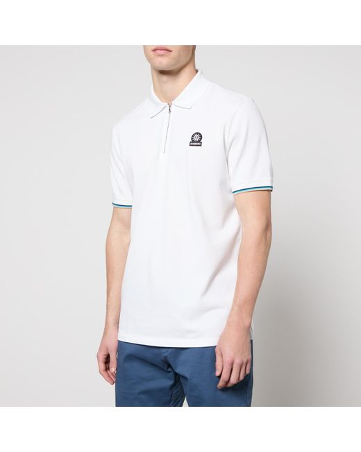 Sandbanks White Organic Cotton-piqué Zipped Polo Shirt for men