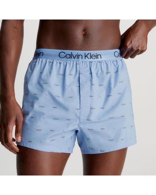Calvin Klein Blue Modern Woven-cotton Boxer Shorts for men