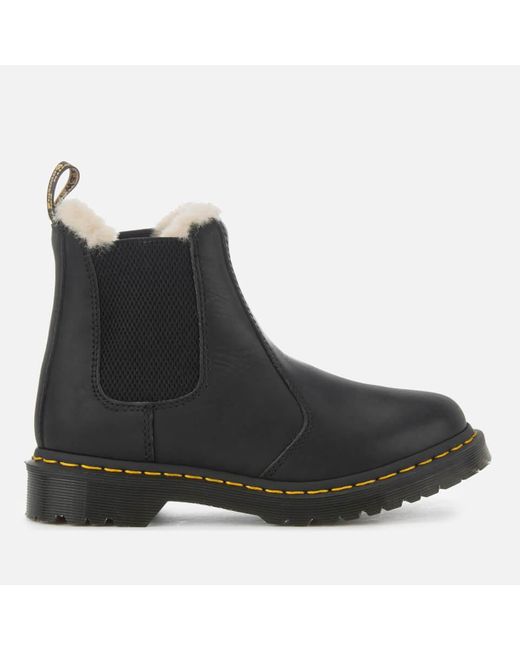 Dr. Martens 2976 Leonore Faux Fur Lined Chelsea Boots in Black | Lyst UK