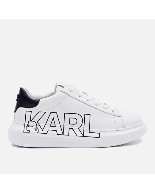 Karl Lagerfeld White Kapri Outline Logo Lelather Chunky Trainers