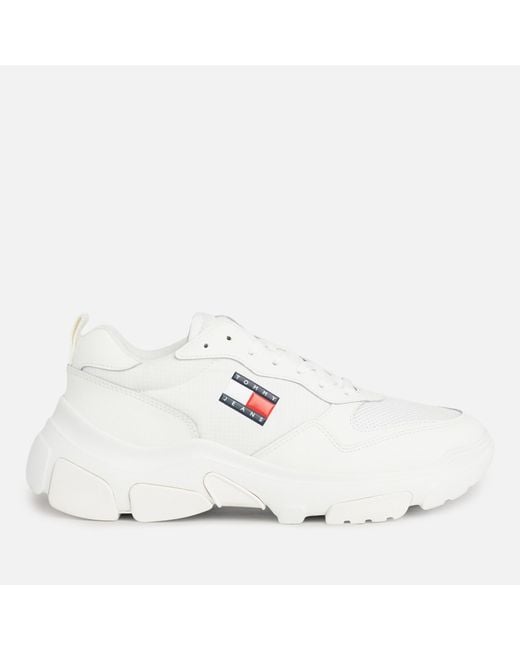 Tommy Hilfiger White Leather And Mesh Running-style Trainers