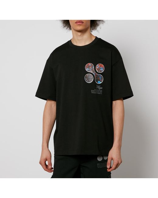 HUGO Black Dikino Reverse Printed Cotton-jersey T-shirt for men