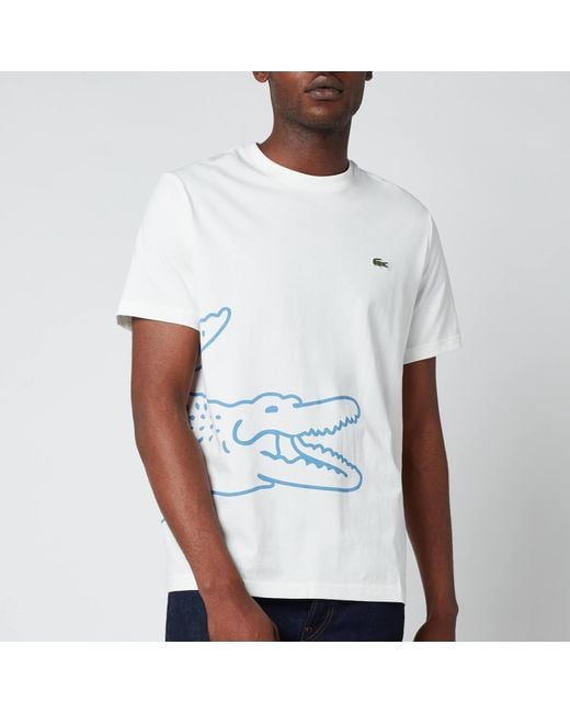 Lacoste White Wrap Around Crocodile Logo T-shirt for men