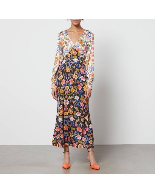 Never Fully Dressed Multicolor Louella Floral-print Satin Dress