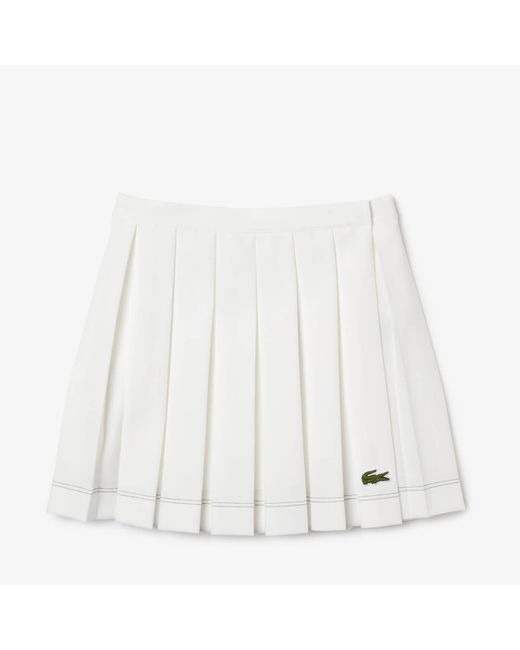 Lacoste Pleated Twill Mini Skirt in White | Lyst