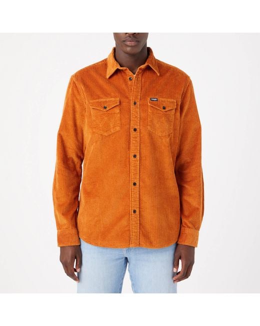 Wrangler Orange Two Flap Cotton-corduroy Shirt for men