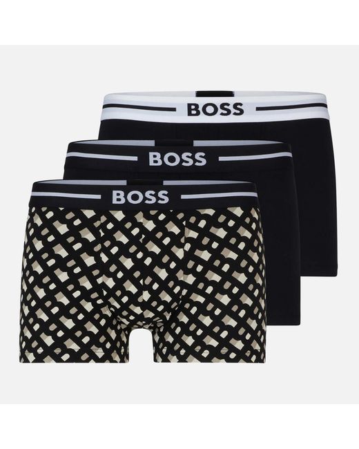 Boss Black Cotton-blend 3-pack Boxer Trunks for men