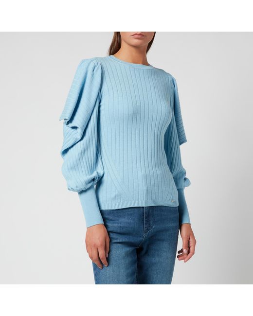 Ted Baker Blue Bubless Extreme Sleeve Knit Sweater