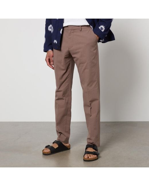 Wax London Brown Alp Smart Cotton-blend Seersucker Trousers for men