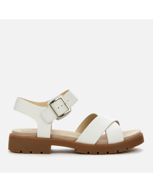 Clarks White Orinoco Strap Leather Sandals