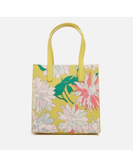 Ted Baker Yellow Flowcon Small Icon Faux Leather Tote Bag