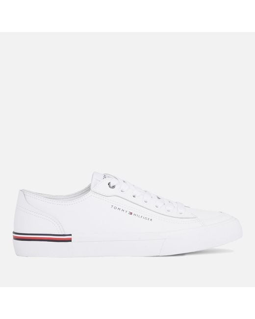 Tommy Hilfiger White Vulcanized Leather And Faux Leather Trainers for men