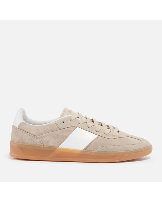 Boss White Brandon Suede Tennis Trainers for men