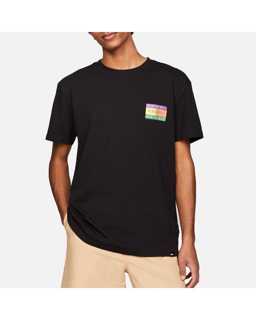 Tommy Hilfiger Black Summer Flag Cotton-jersey T-shirt for men