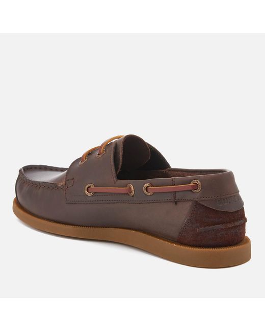 Superdry Leather Deck Shoes in Brown 