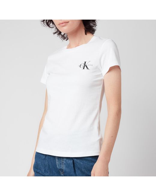 Calvin Klein Denim Monogram Logo 2-pack Slim T-shirt in Black - Lyst