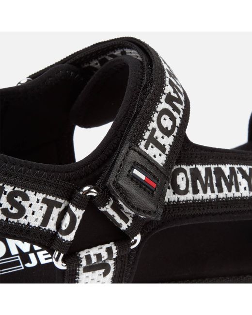 Tommy Hilfiger Black Mesh Web Sporty Sandals Lyst Australia