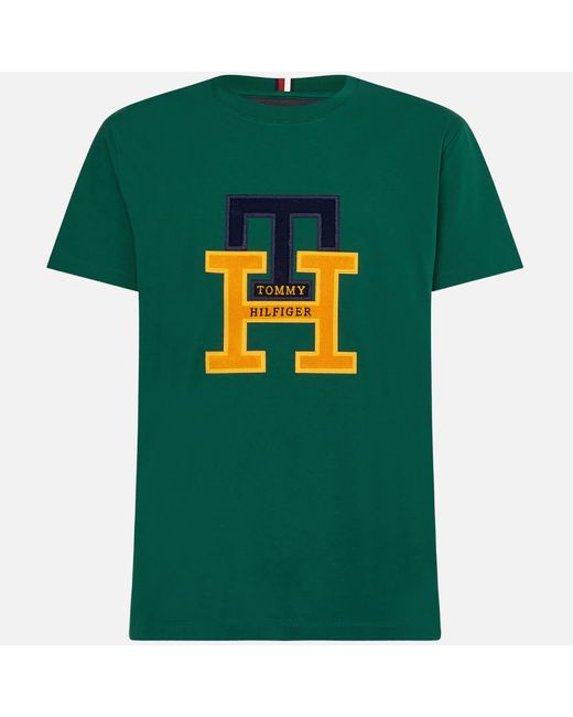 Tommy Hilfiger Green Blackwatch Logo-appliquéd Cotton-jersey T-shirt for men