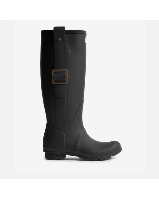 Hunter Black Original Tall Exaggerated Buckle Rubber Wellies