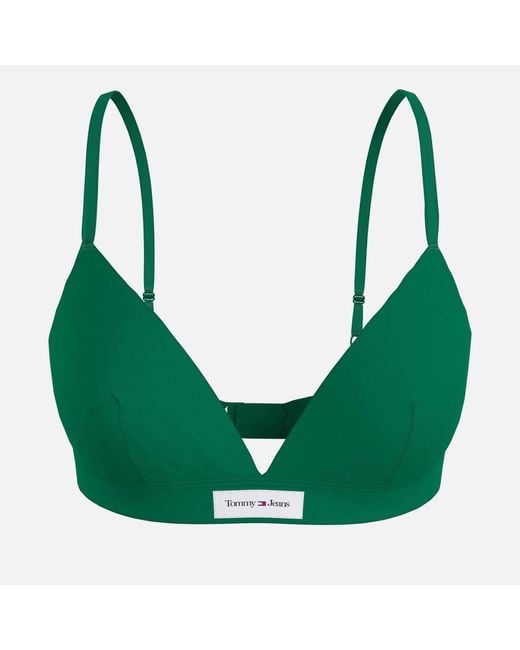Tommy Hilfiger Unlined Recycled Cotton-jersey Triangle Bra in Green | Lyst  UK